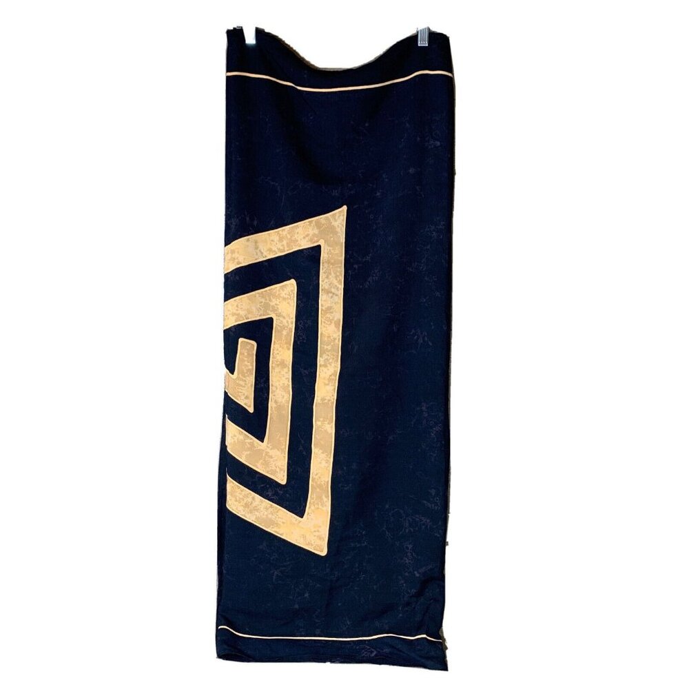 Scarf Wrap Black Tan Batik Tie-Dye W/Tan Triangle Cotton Feel Fabric 64" X 44"